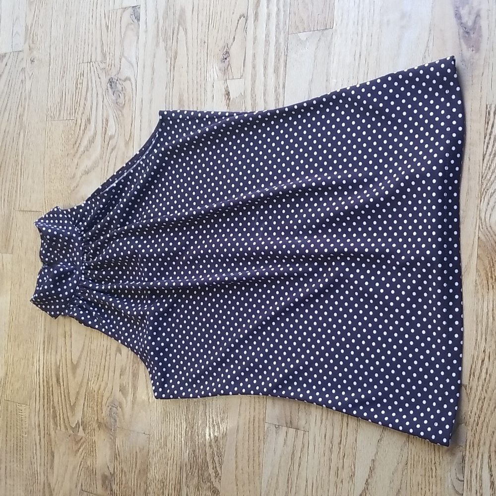(XS) MICHAEL Michael Kors Polka Dot Print Sleeveless Top High Neck Modest Modern